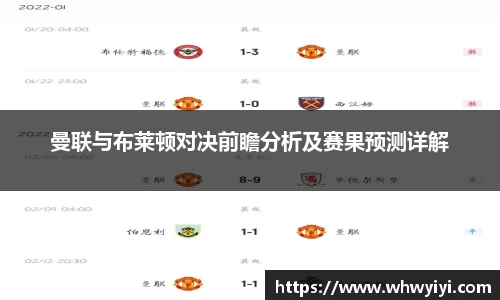 曼联与布莱顿对决前瞻分析及赛果预测详解