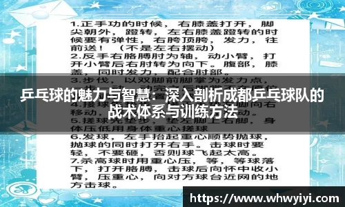 乒乓球的魅力与智慧：深入剖析成都乒乓球队的战术体系与训练方法